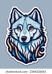 Cute white wolf. vector illustration for t shirt design, banner, poster, sticker