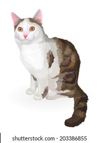 A cute white-brown cat.