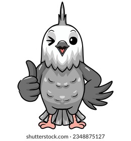 Cute Whiteface Cockatiel Vogel Cartoon geben Daumen auf