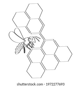 Cute Wholesome Bee. Line Art.