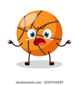 cute why expression of basket ball cartoon character