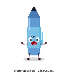 cute why expression of blue pen cartoon character
