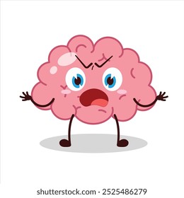 Cute why expression of brain cartoon character