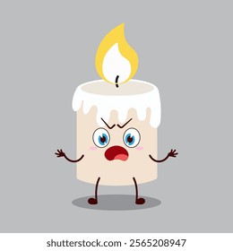 cute why expression of candle cartoon character
