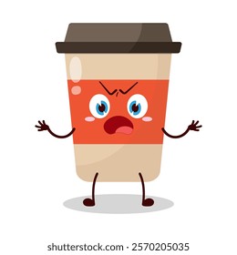 cute why expression of coffee cup cartoon character