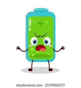 cute why expression of full battery cartoon character
