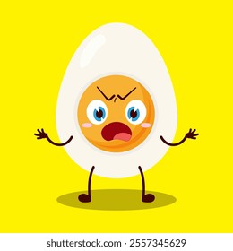 cute why expression of half boiled egg cartoon character