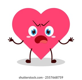 cute why expression of heart cartoon character