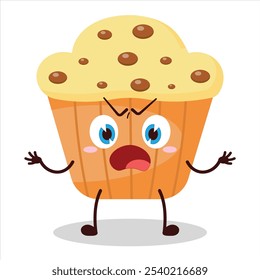 cute why expression of muffin character