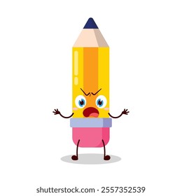 cute why expression of pencil cartoon character