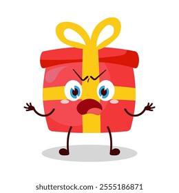 cute why expression of red gift box cartoon character