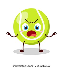 cute why expression of tennis ball character