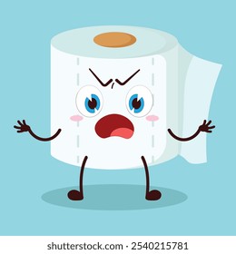 cute why expression of toilet paper character