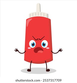 cute why expression of tomato sauce bottle character