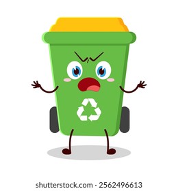 cute why expression of trash bin cartoon character
