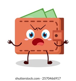 cute why expression of wallet cartoon character
