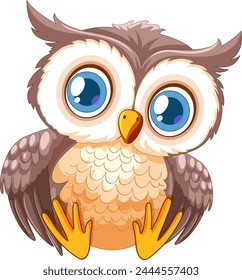 Cute, wide-eyed owl illustration in vector format