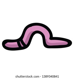 Cute wiggling earth worm cartoon vector illustration  