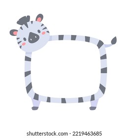 Cute wild animal cartoon text frame for kids
