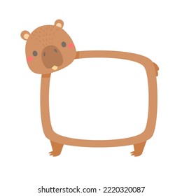 Cute wild animal cartoon text frame for kids