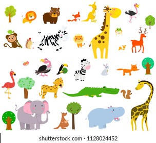 Cute wild animals .African safari. vector illustration