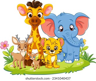 Cute Wild Animals Cartoon Character illustration