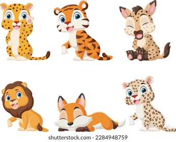 Cute wild animals cartoon collection