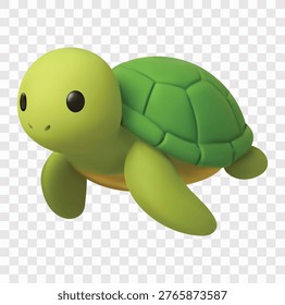Cute Wild Animals and Endangered Species Vector Icon Set | 3D icon set | green sea turtle