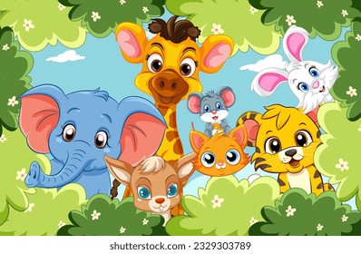 Cute Wild Animals in the Forest illustration