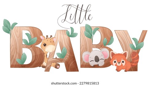 Cute wild animals illustration with alphabets