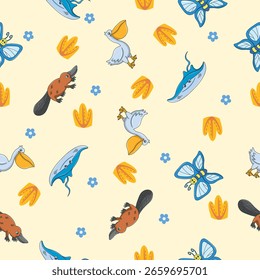 Patrón inconsútil lindo de los animales salvajes para la decoración de la ducha del bebé, impresión del vivero, Fondo de pantalla del jardín de infantes, tela, y materia textil. Ilustración vectorial