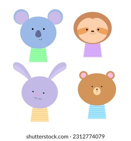 Cute wild animals set including. Vector illustration. Stock image.