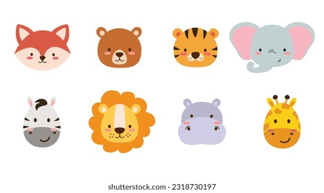 Un conjunto de animales salvajes. ilustración vectorial