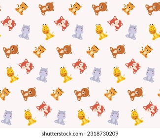 Cute wild animals set. vector illustration