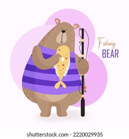 Cute wild bear character vector illustration