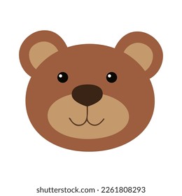 Cute wild Bear face on white background.