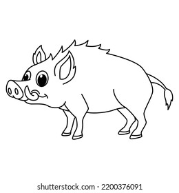 Cute Wildschwein Cartoon Farbseiten-Vektorgrafik. Für Kinder Farbbuch.