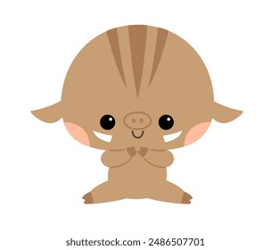 Cute wild boar character illustration for toddlers