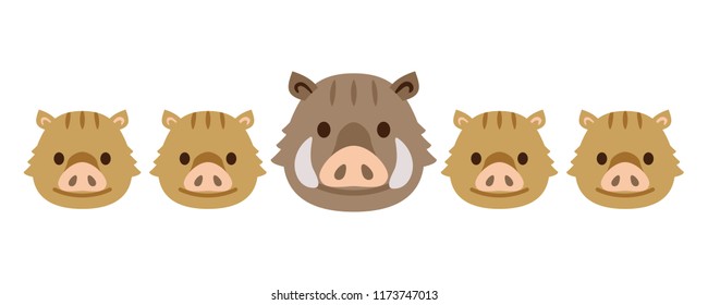 Cute wild boar and child illustration