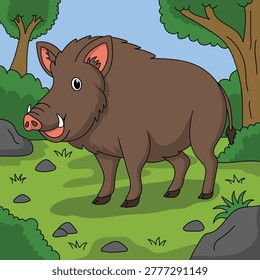 Cute wild boar design in vector and illustration.