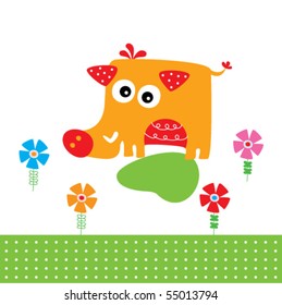 cute wild boar garden