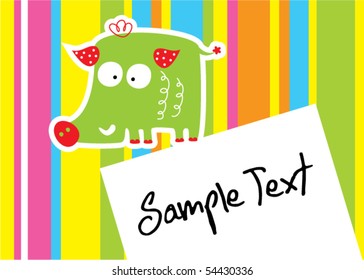 cute wild boar greeting card