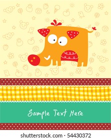 cute wild boar greeting card