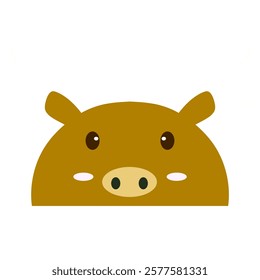 cute wild boar vector, cartoon wild boar face, drawing wild boar face easy and simple full color