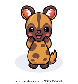 Cute wild dog cartoon posing