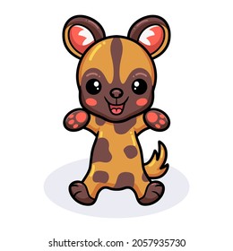 Cute wild dog cartoon sitting