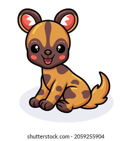 Cute wild dog cartoon sitting