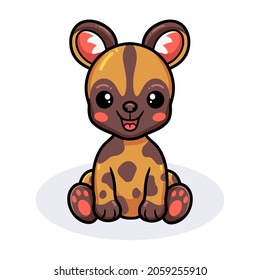 Cute wild dog cartoon sitting
