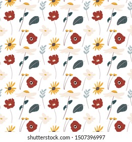 A cute wild floral seamless pattern