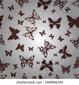 Cute wild fly hexapods isolated on gently black, brown and white backdrop. View close up on black, brown, white colors. Freehand linear ink hand drawn logo in art retro tileable openwork design style.